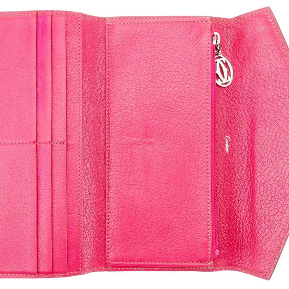 Cartier Long Wallet Collection Remast Pink Leather Authentic USED T9346 - Picture 8 of 8